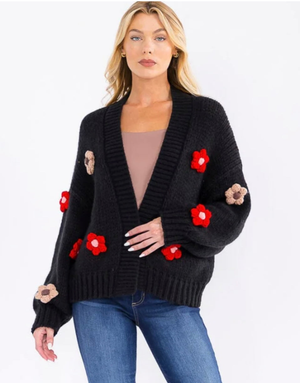 Cozy and Bloom Knit Sweater/ Black