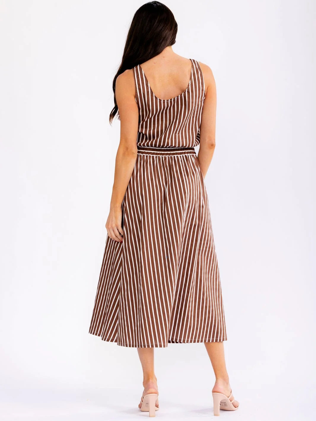 Amalfi  Striped Cotton Top & Midi Skirt Set