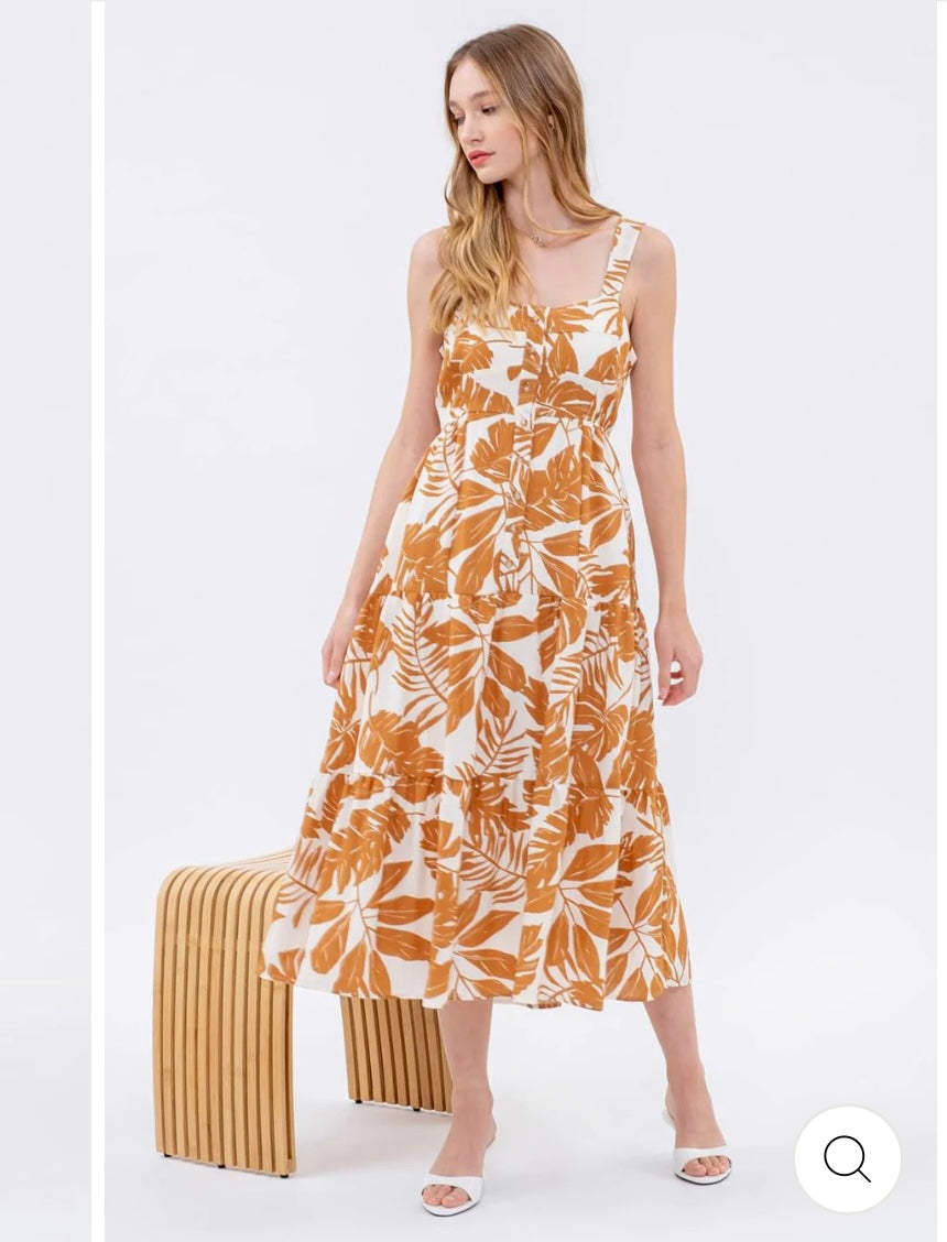 Leaf Print Medi Dress | Print Medi Dress | Swimzz