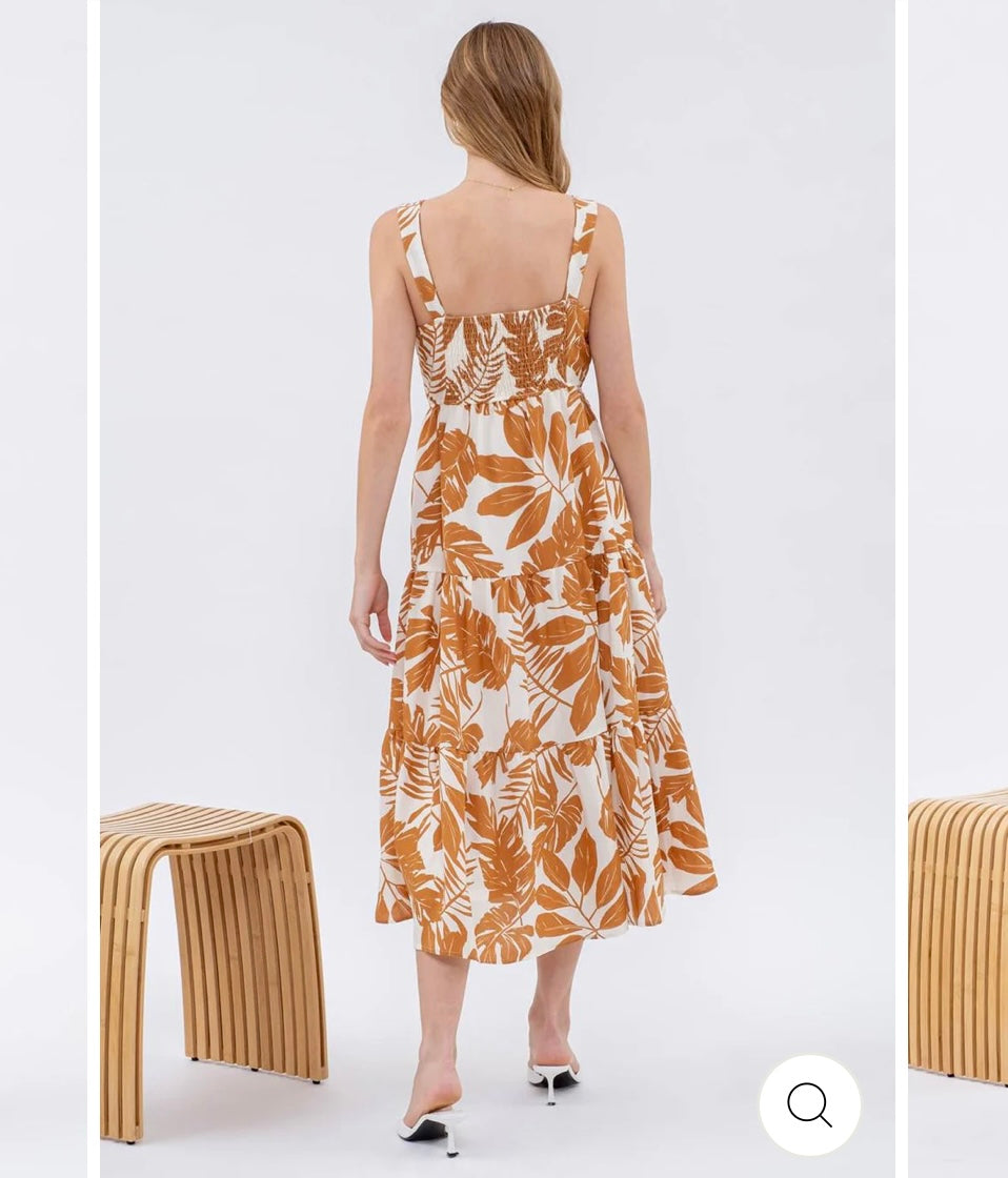 Leaf Print Medi Dress