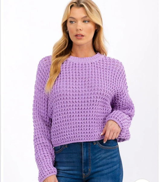 Purple Pullover Knit Sweater | Pullover Knit Sweater | Swimzz