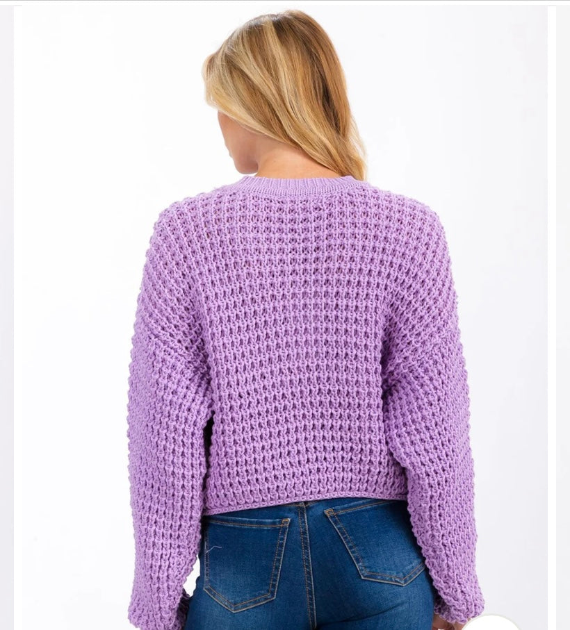 Purple Pullover Knit Sweater | Pullover Knit Sweater | Swimzz