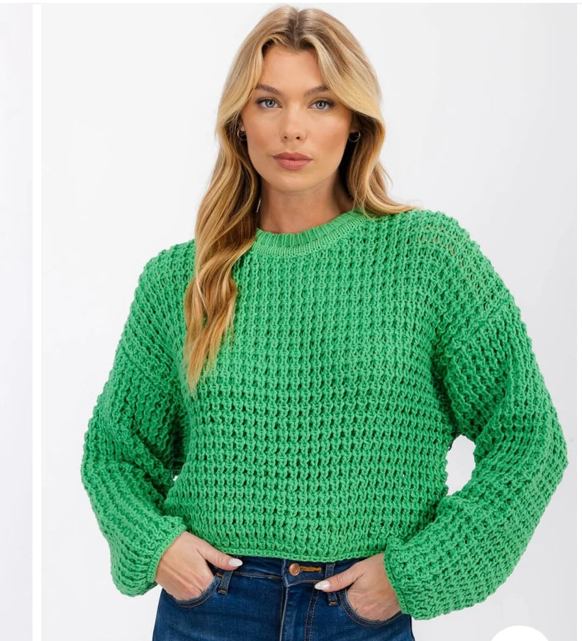 Green Knit Pullover  Sweater