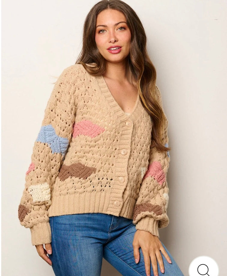 Beige Cozy Crochet Sweater | Soft Beige Crochet Sweater | Swimzz