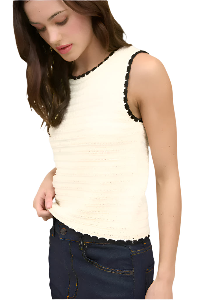 Monaco Cotton Knit Top/ Cream